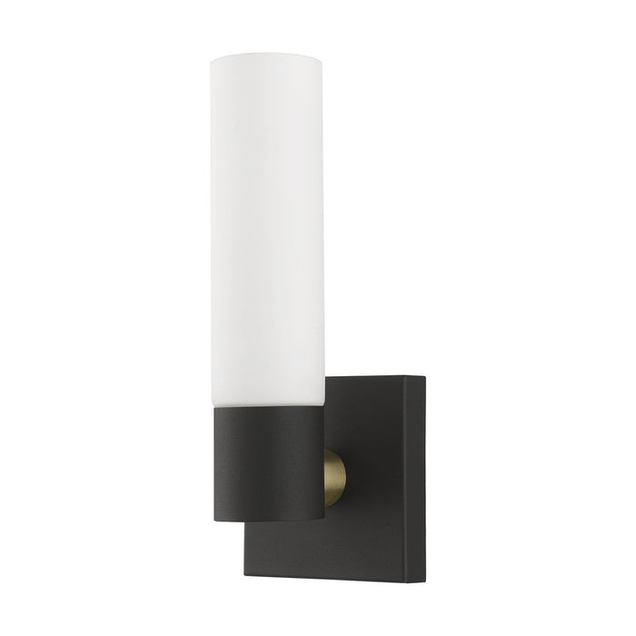 Livex Lighting 10101-14 One Light Wall Sconce, Textured Black w/ Antique Brass