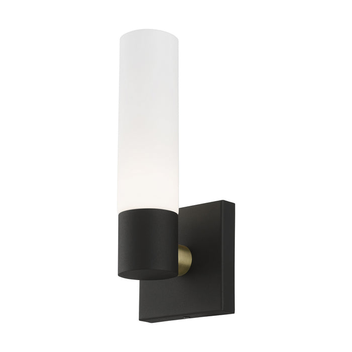 Livex Lighting 10101-14 One Light Wall Sconce, Textured Black w/ Antique Brass