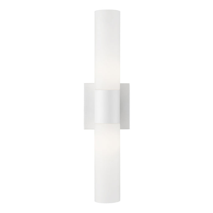 Livex Lighting 10102-13 Two Light Vanity, Textured White w/ Antique Brass