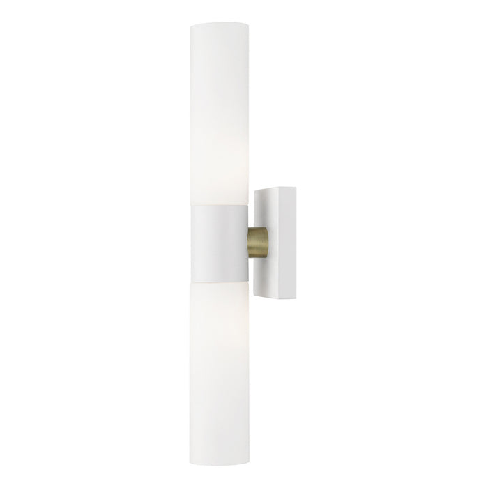 Livex Lighting 10102-13 Two Light Vanity, Textured White w/ Antique Brass