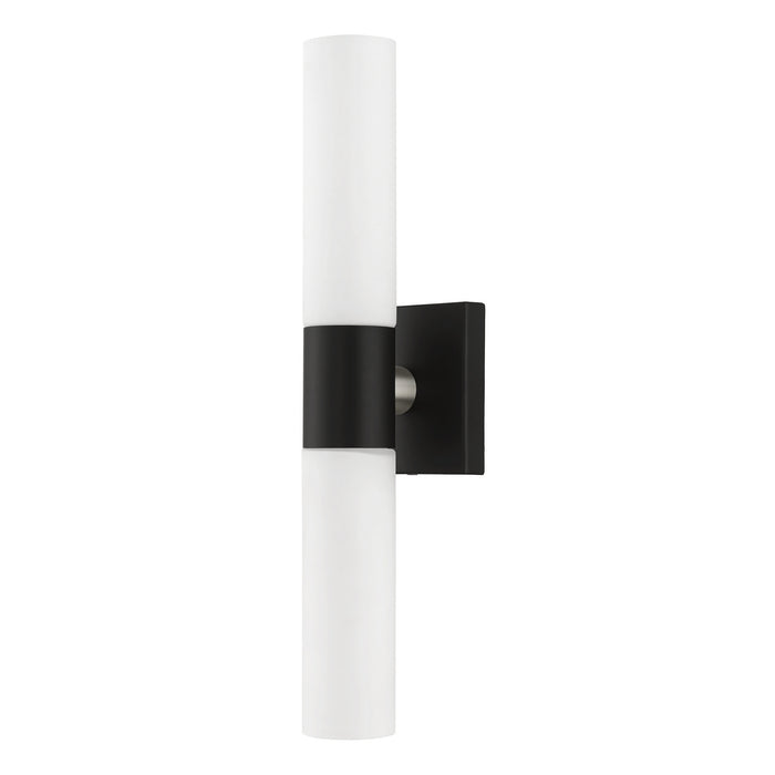 Livex Lighting 10102-04 Two Light Vanity, Black w/ Brushed Nickel