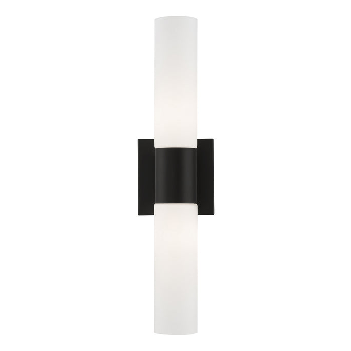 Livex Lighting 10102-04 Two Light Vanity, Black w/ Brushed Nickel
