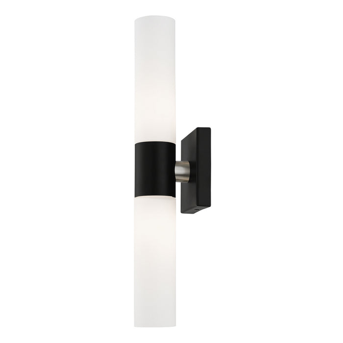 Livex Lighting 10102-04 Two Light Vanity, Black w/ Brushed Nickel