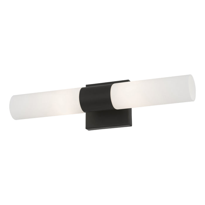 Livex Lighting 10102-04 Two Light Vanity, Black w/ Brushed Nickel