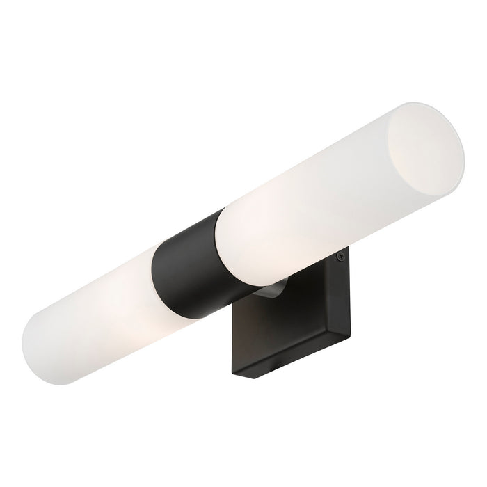 Livex Lighting 10102-04 Two Light Vanity, Black w/ Brushed Nickel