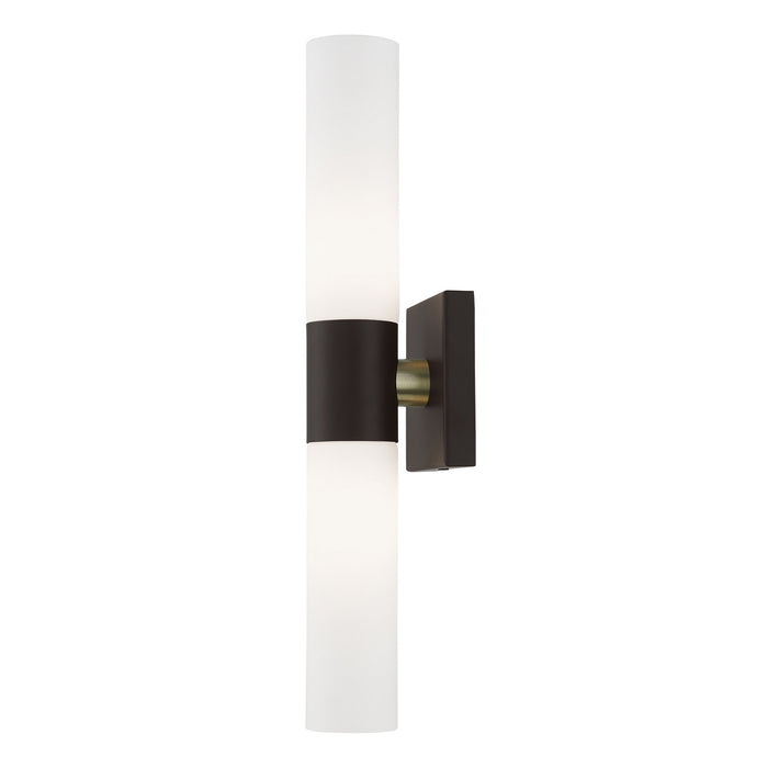 Livex Lighting 10102-07 Two Light Vanity, Bronze w/ Antique Brass
