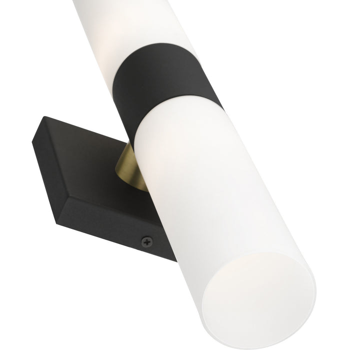 Livex Lighting 10102-14 Two Light Vanity, Textured Black w/ Antique Brass