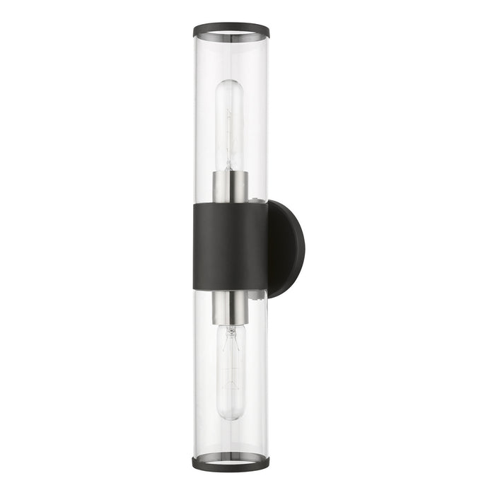 Livex Lighting 17282-04 Two Light Vanity, Black w/ Brushed Nickels