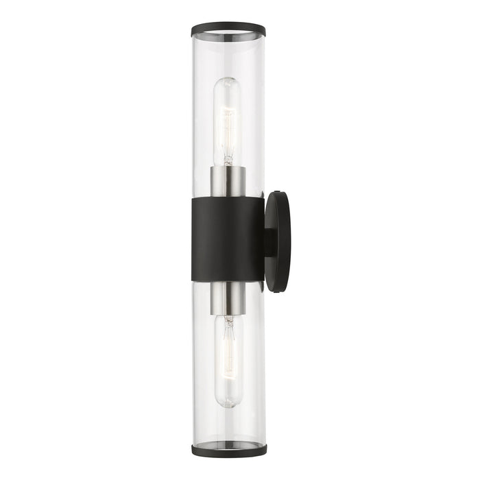 Livex Lighting 17282-04 Two Light Vanity, Black w/ Brushed Nickels