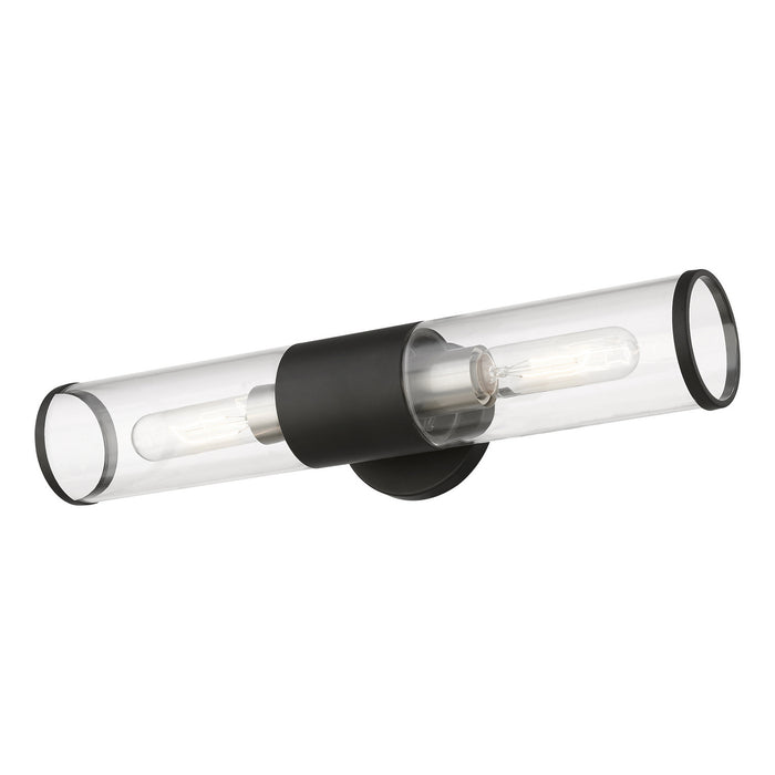 Livex Lighting 17282-04 Two Light Vanity, Black w/ Brushed Nickels
