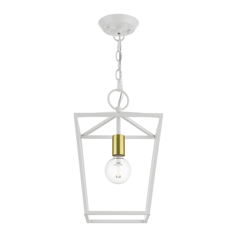 Livex Lighting 49432-03 One Light Lantern, White w/ Satin Brass