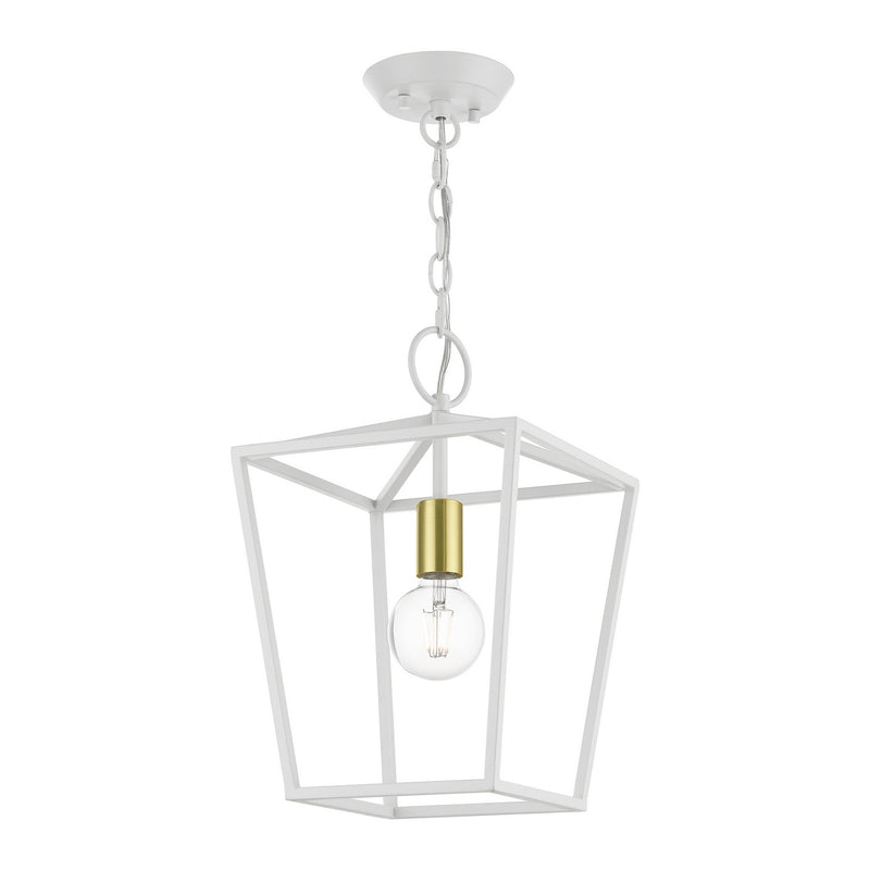 Livex Lighting 49432-03 One Light Lantern, White w/ Satin Brass