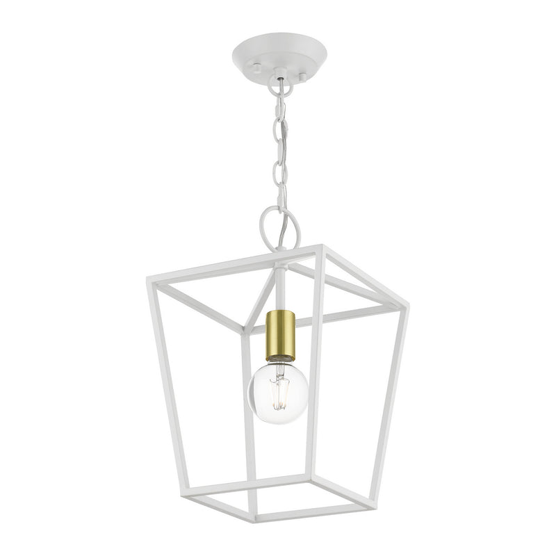 Livex Lighting 49432-03 One Light Lantern, White w/ Satin Brass