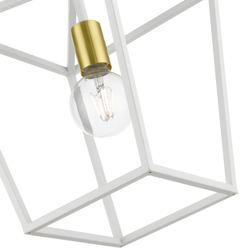 Livex Lighting 49432-03 One Light Lantern, White w/ Satin Brass