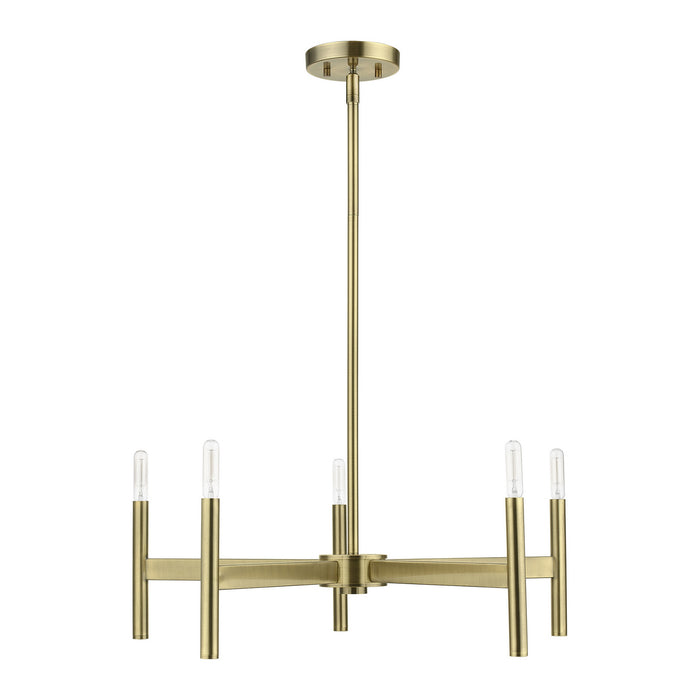 Livex Lighting 51175-01 Five Light Chandelier, Antique Brass