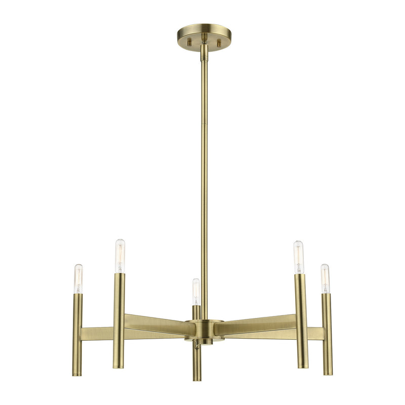 Livex Lighting 51175-01 Five Light Chandelier, Antique Brass