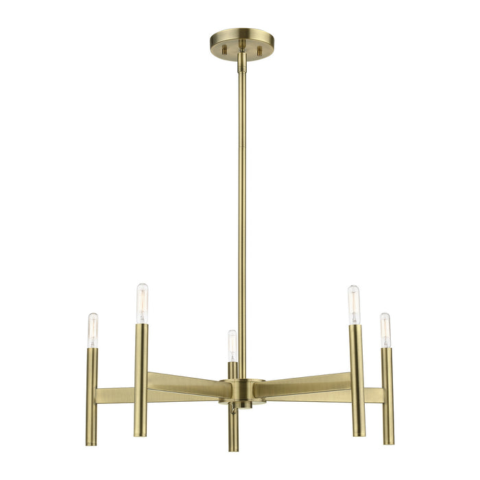 Livex Lighting 51175-01 Five Light Chandelier, Antique Brass