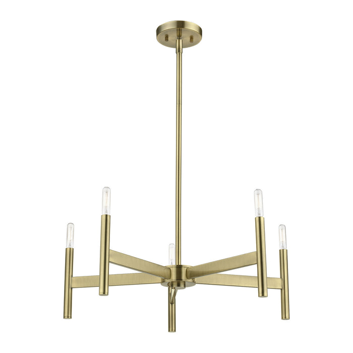 Livex Lighting 51175-01 Five Light Chandelier, Antique Brass