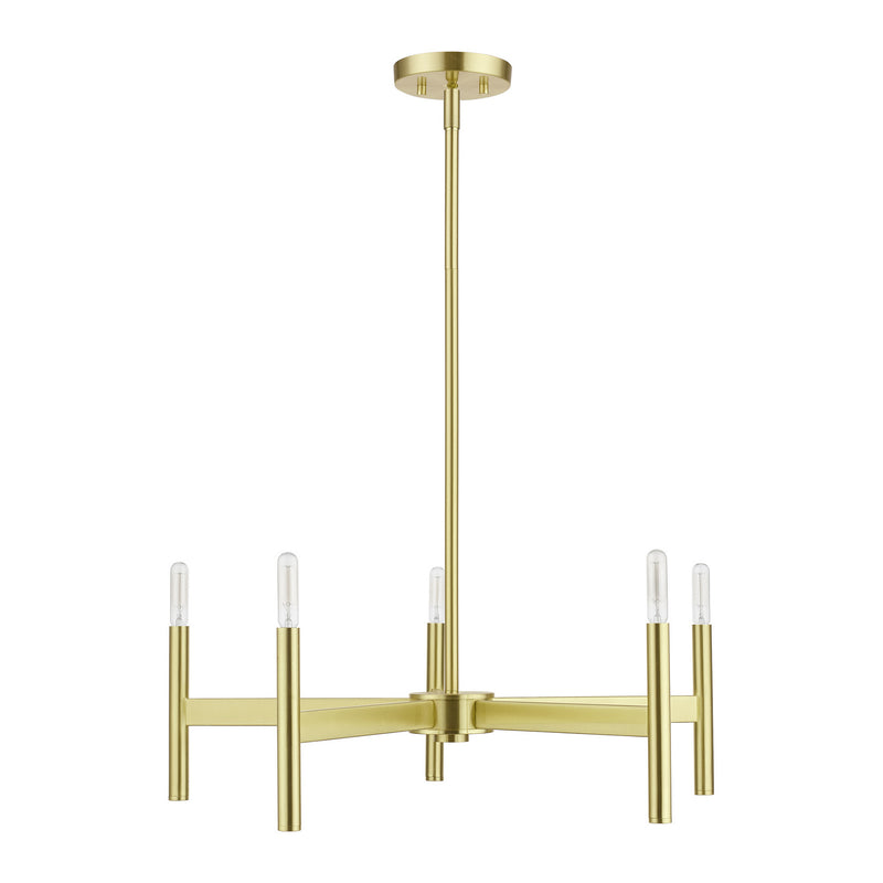 Livex Lighting 51175-12 Five Light Chandelier, Satin Brass