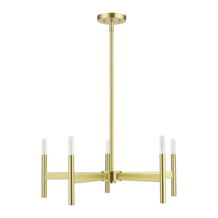 Livex Lighting 51175-12 Five Light Chandelier, Satin Brass
