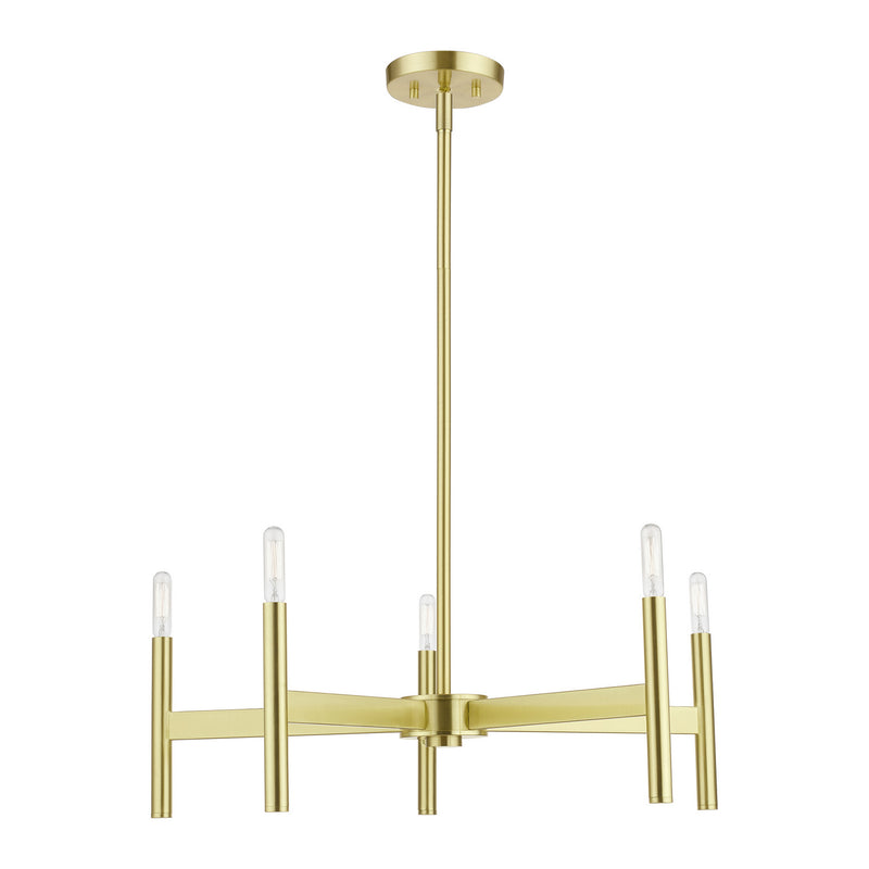 Livex Lighting 51175-12 Five Light Chandelier, Satin Brass