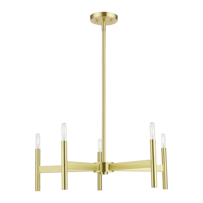 Livex Lighting 51175-12 Five Light Chandelier, Satin Brass