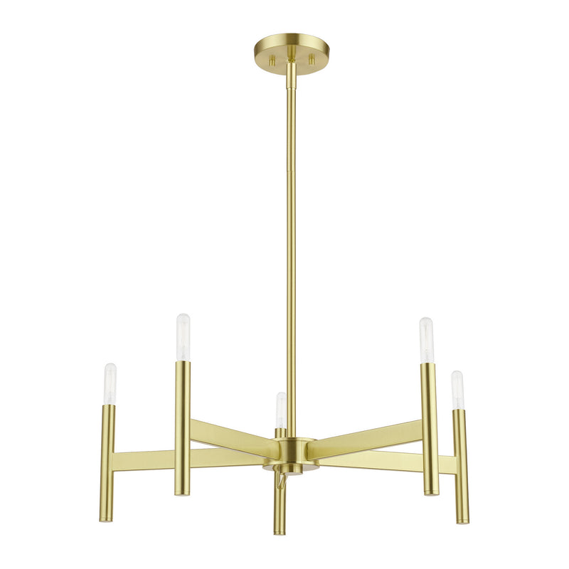 Livex Lighting 51175-12 Five Light Chandelier, Satin Brass