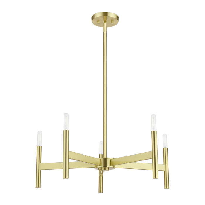 Livex Lighting 51175-12 Five Light Chandelier, Satin Brass