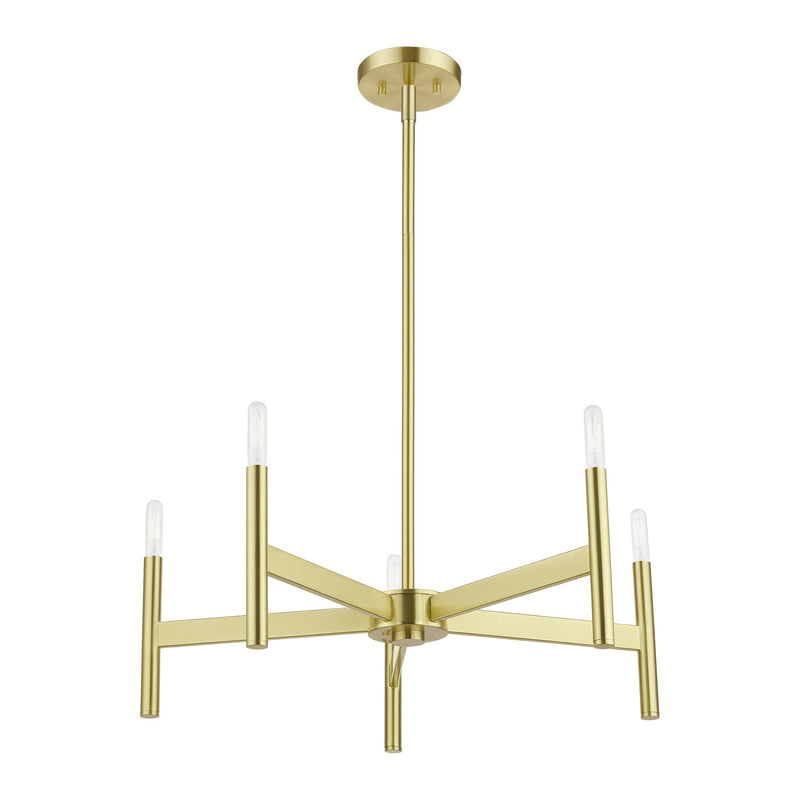 Livex Lighting 51175-12 Five Light Chandelier, Satin Brass