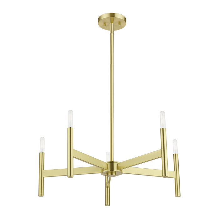 Livex Lighting 51175-12 Five Light Chandelier, Satin Brass