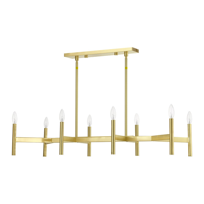 Livex Lighting 51178-12 Eight Light Linear Chandelier, Satin Brass
