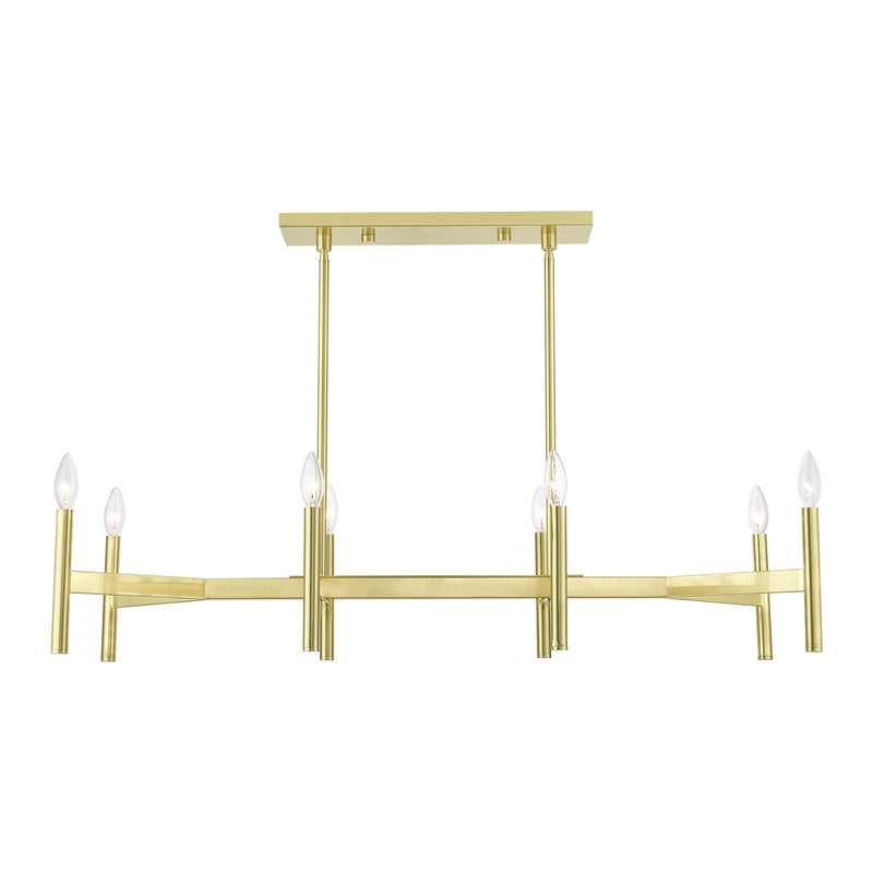 Livex Lighting 51178-12 Eight Light Linear Chandelier, Satin Brass