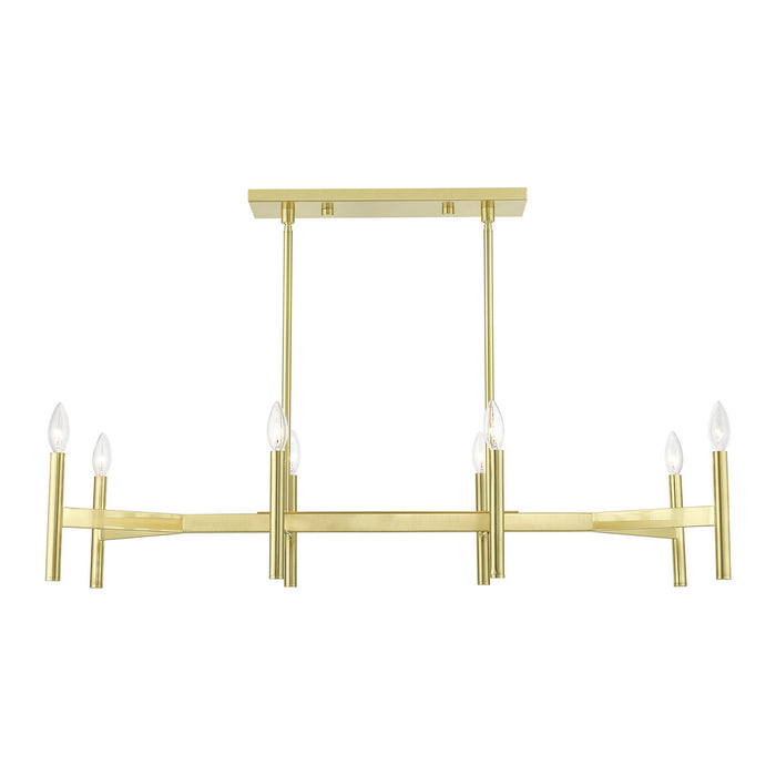 Livex Lighting 51178-12 Eight Light Linear Chandelier, Satin Brass