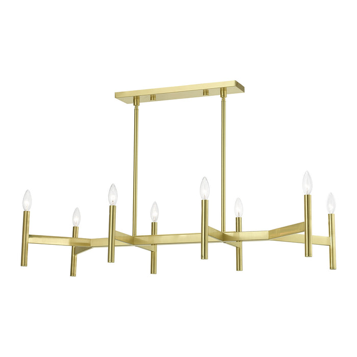 Livex Lighting 51178-12 Eight Light Linear Chandelier, Satin Brass