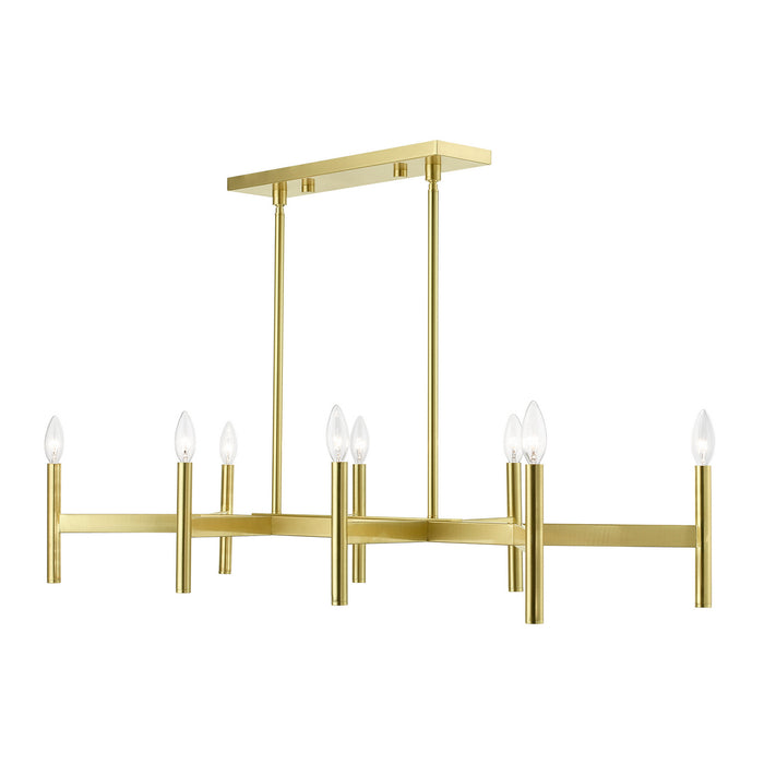 Livex Lighting 51178-12 Eight Light Linear Chandelier, Satin Brass
