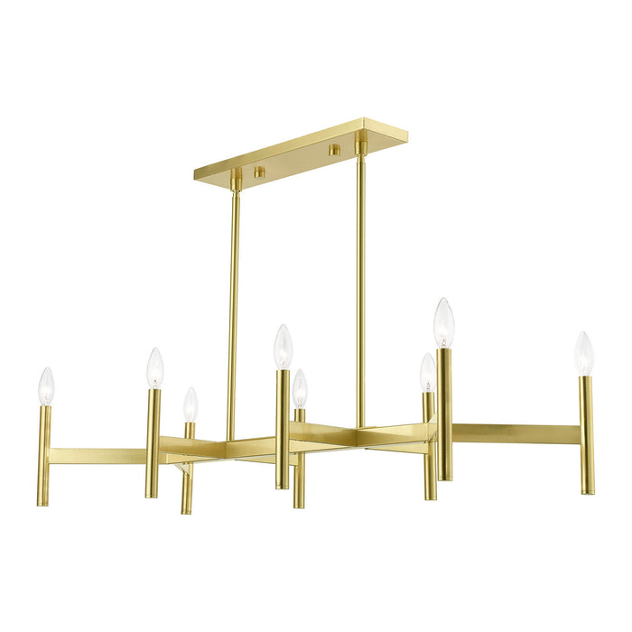 Livex Lighting 51178-12 Eight Light Linear Chandelier, Satin Brass