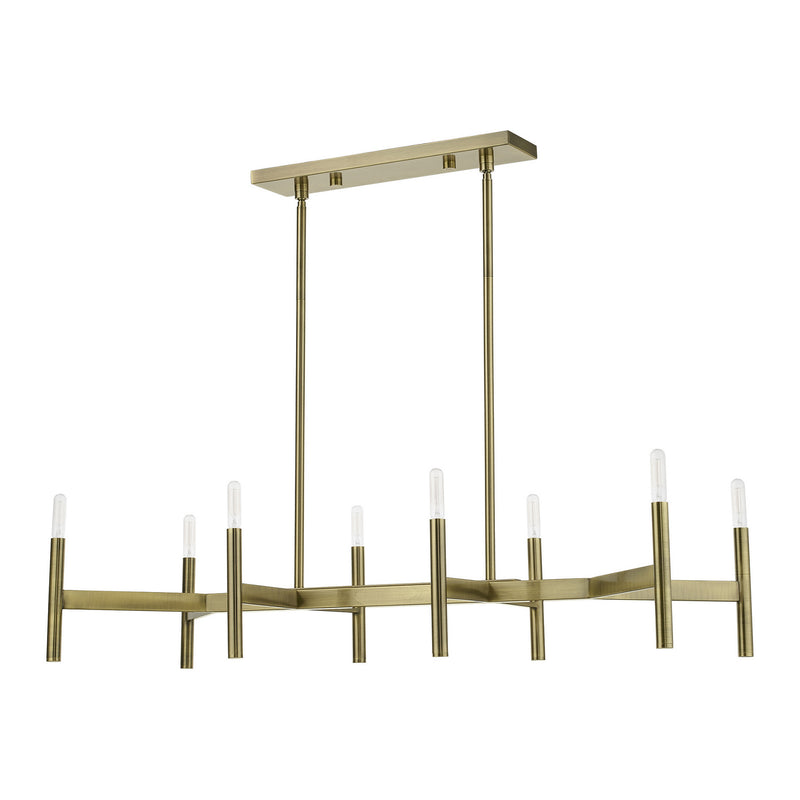 Livex Lighting 51178-01 Eight Light Linear Chandelier, Antique Brass