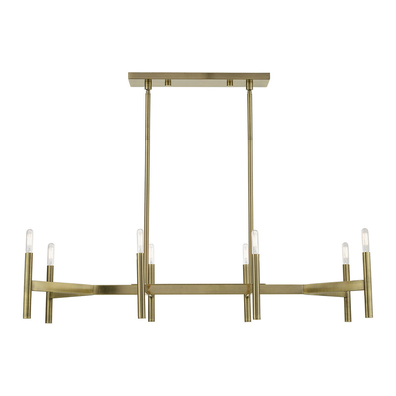 Livex Lighting 51178-01 Eight Light Linear Chandelier, Antique Brass