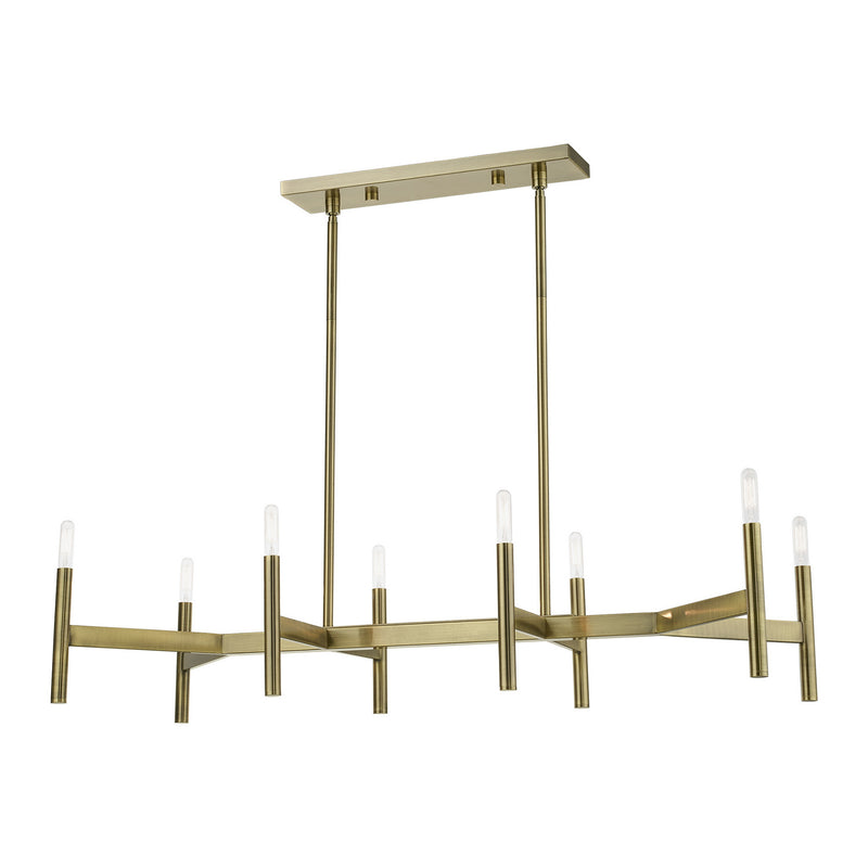 Livex Lighting 51178-01 Eight Light Linear Chandelier, Antique Brass