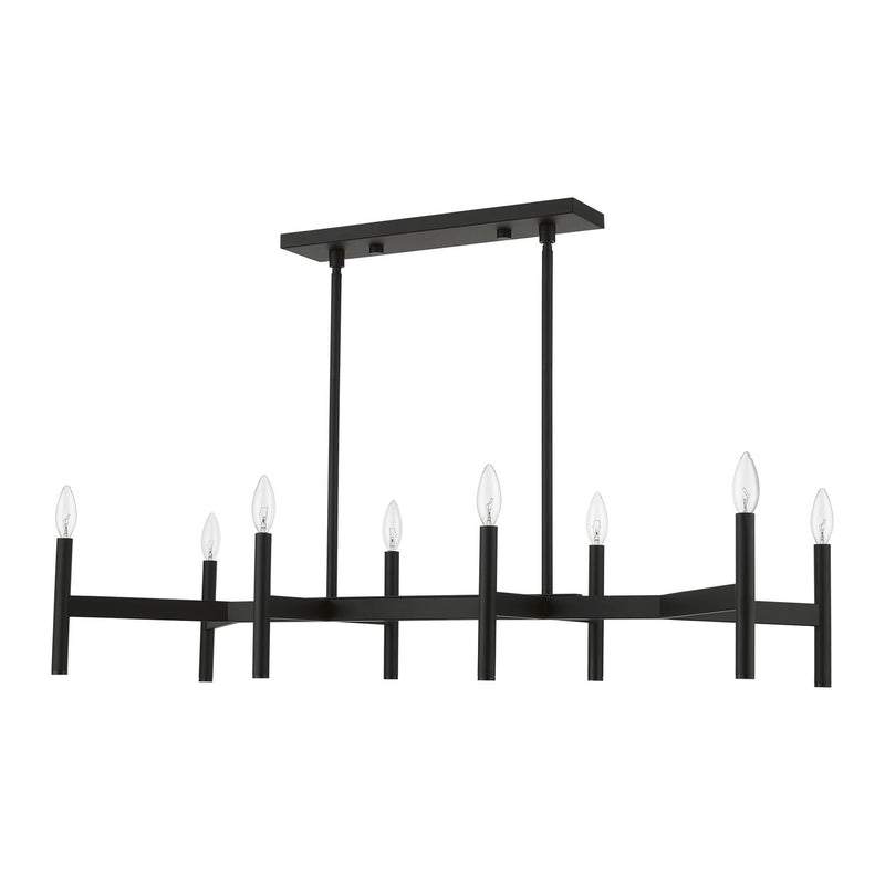 Livex Lighting 51178-04 Eight Light Linear Chandelier, Black