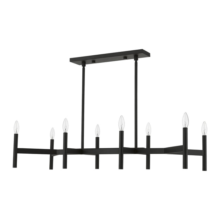 Livex Lighting 51178-04 Eight Light Linear Chandelier, Black