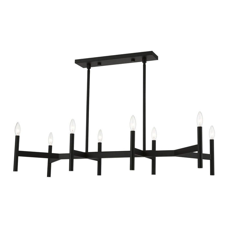 Livex Lighting 51178-04 Eight Light Linear Chandelier, Black