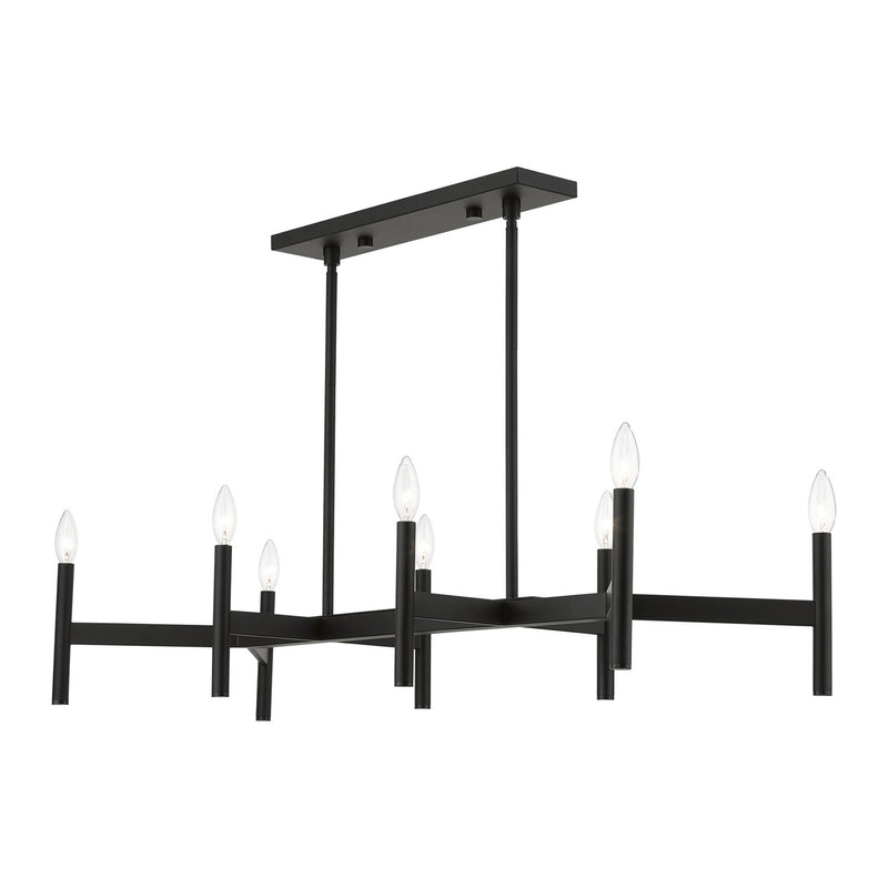 Livex Lighting 51178-04 Eight Light Linear Chandelier, Black