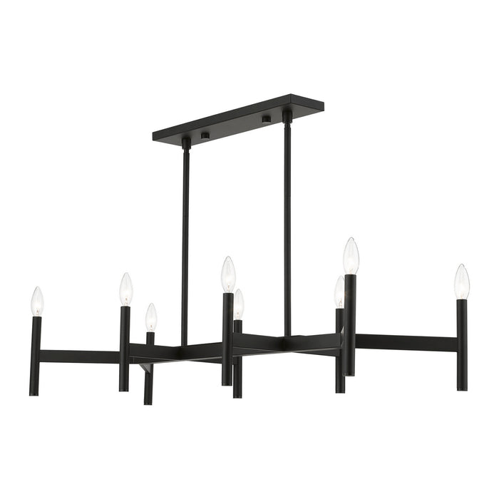 Livex Lighting 51178-04 Eight Light Linear Chandelier, Black