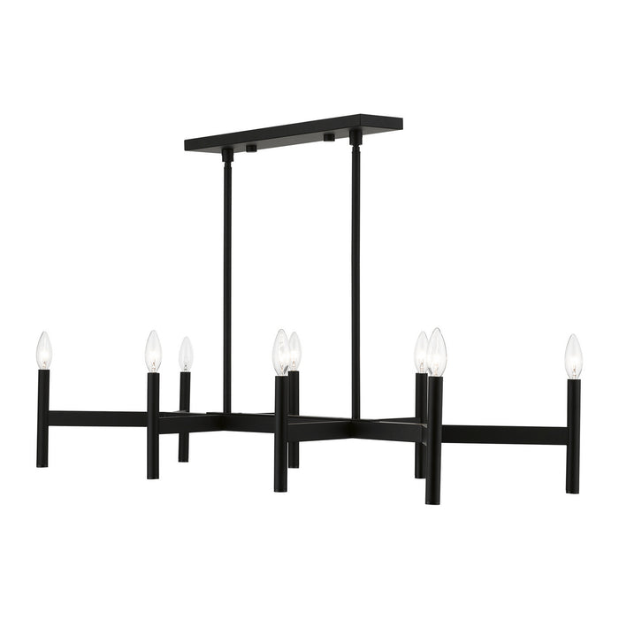 Livex Lighting 51178-04 Eight Light Linear Chandelier, Black