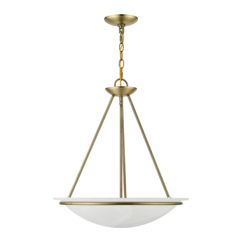 Livex Lighting 4826-01 Three Light Pendant, Antique Brass