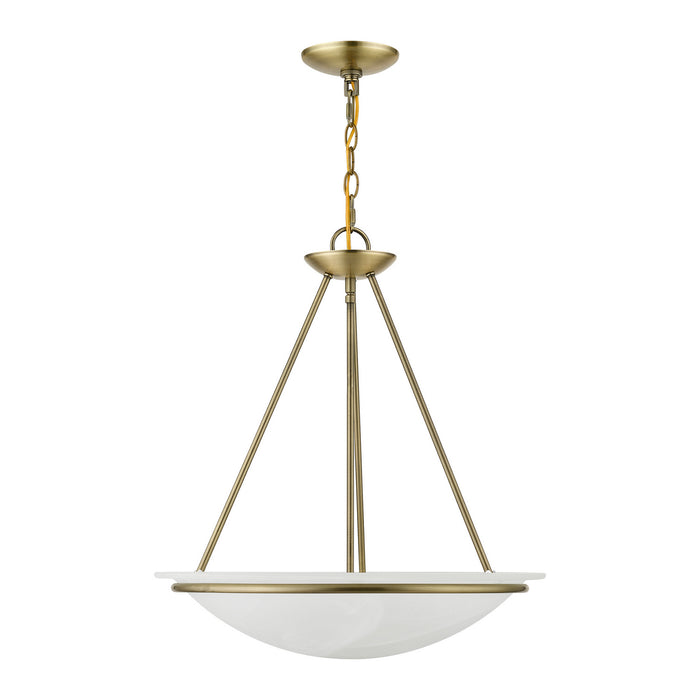 Livex Lighting 4826-01 Three Light Pendant, Antique Brass
