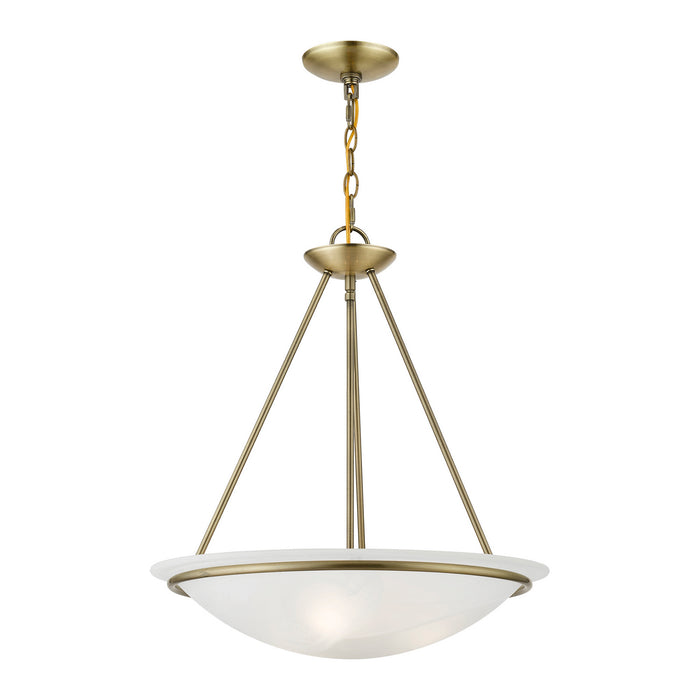 Livex Lighting 4826-01 Three Light Pendant, Antique Brass