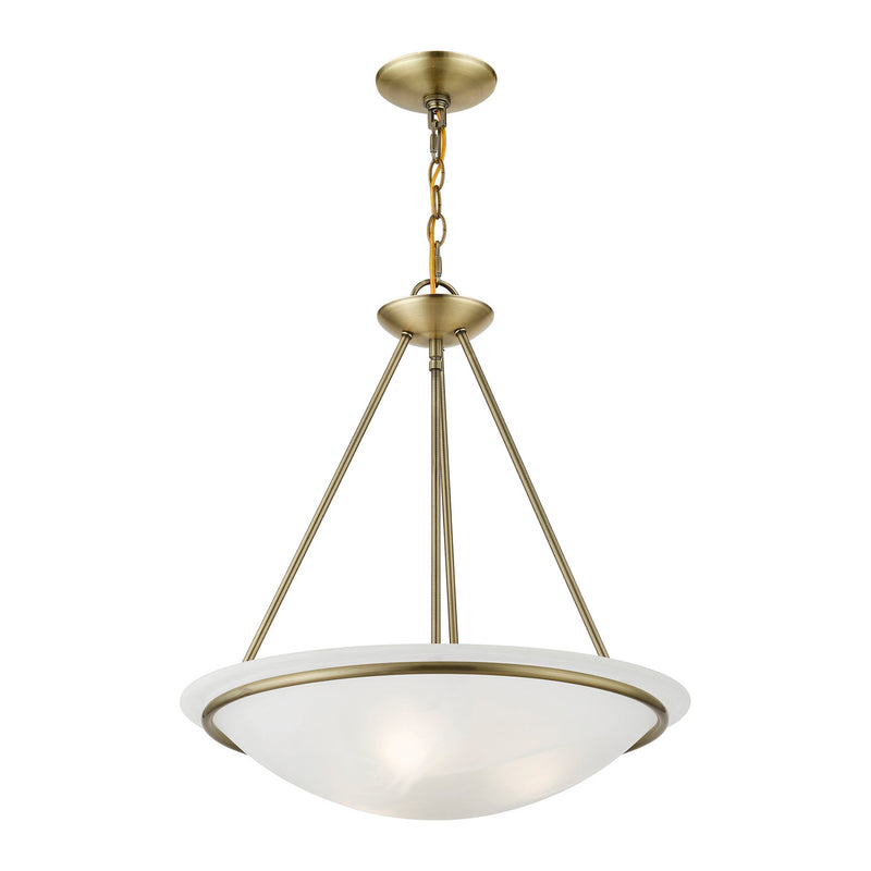 Livex Lighting 4826-01 Three Light Pendant, Antique Brass
