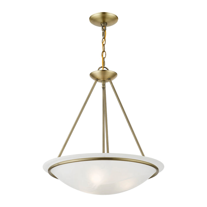 Livex Lighting 4826-01 Three Light Pendant, Antique Brass